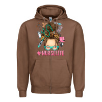 Chestnut messy bun nurse life Zipper Hoodie - RanaPortraitStore