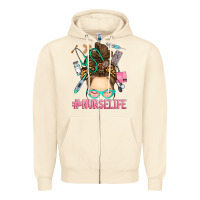 Sandshell messy bun nurse life Zipper Hoodie - RanaPortraitStore