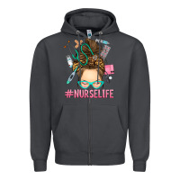 Smoke messy bun nurse life Zipper Hoodie - RanaPortraitStore