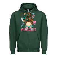 Messy Bun Nurse Life Zipper Hoodie | Teevron
