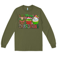 Army Green Merry Christmas Long Sleeve Tee - CowhideDigitalArt
