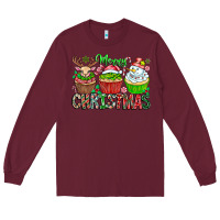 Burgundy Merry Christmas Long Sleeve Tee - CowhideDigitalArt