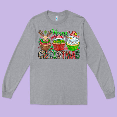 Merry Christmas Long Sleeve Tee Designed By Cowhidedigitalart