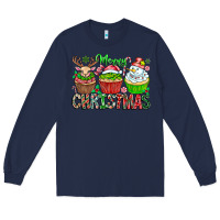 Navy Merry Christmas Long Sleeve Tee - CowhideDigitalArt