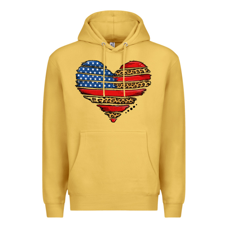 American Leopard Brushstroke Heart Premium Hoodie by Jasminsmagicworld | Teevron