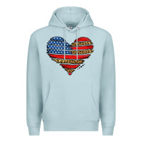 Blue Mist american leopard brushstroke heart Premium Hoodie - Jasminsmagicworld