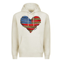 Oatmeal Heather american leopard brushstroke heart Premium Hoodie - Jasminsmagicworld