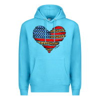 Ocean Blue american leopard brushstroke heart Premium Hoodie - Jasminsmagicworld