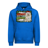 Cobalt merry and bright pomeranian Urban Hoodie - RanaPortraitStore