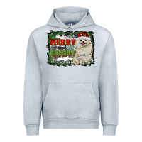 Heather Grey merry and bright pomeranian Urban Hoodie - RanaPortraitStore