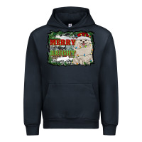 Navy merry and bright pomeranian Urban Hoodie - RanaPortraitStore