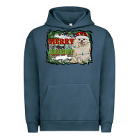 Pigment Midnight Navy merry and bright pomeranian Urban Hoodie - RanaPortraitStore