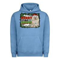 Pigment Pebble Blue merry and bright pomeranian Urban Hoodie - RanaPortraitStore