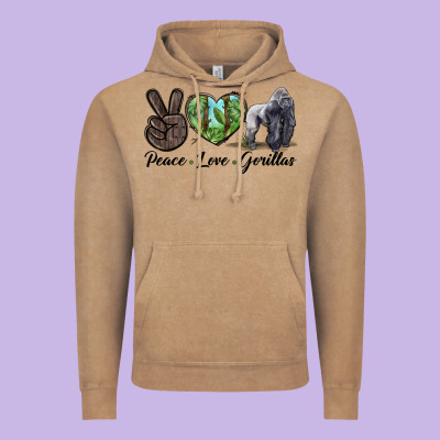 Peace Love Gorillas Vintage Hoodie Designed By Lillyallendesigns
