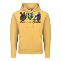 Vintage Mustard Peace Love Gorillas Vintage Hoodie - LillyAllenDesigns