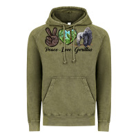 Vintage Olive Peace Love Gorillas Vintage Hoodie - LillyAllenDesigns