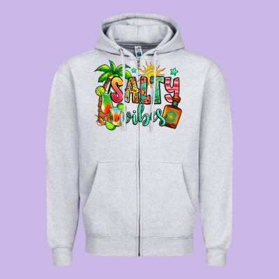 Salty Vibes Tequila Summer Zipper Hoodie Designed By Jasminsmagicworld