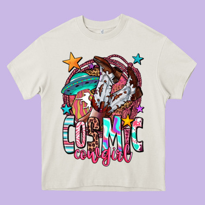 Cosmic Cowgirl Heavy Core Tee Designed By Oliviacreatesart