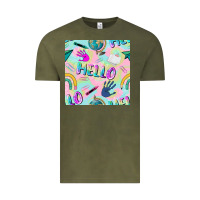 Vintage Olive hello kindergarten seamless pattern Vintage Tee - BundleAndBundleShop