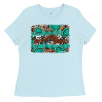 Baby Blue cowhide gemstone leather background Ladies Tee - FaDigitalArtStudio