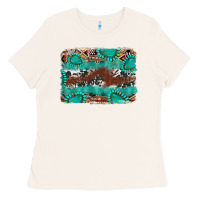 Bone cowhide gemstone leather background Ladies Tee - FaDigitalArtStudio