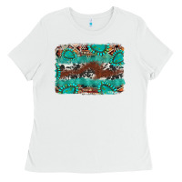Cowhide Gemstone Leather Background Ladies Tee | Teevron