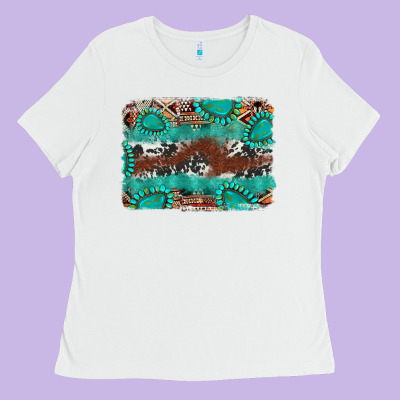 Cowhide Gemstone Leather Background Ladies Tee Designed By Fadigitalartstudio