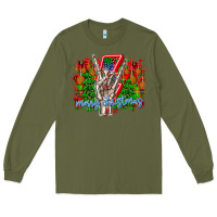 Army Green punk rock Merry Christmas Long Sleeve Tee - CowhideDigitalArt