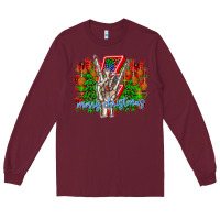 Burgundy punk rock Merry Christmas Long Sleeve Tee - CowhideDigitalArt