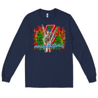 Navy punk rock Merry Christmas Long Sleeve Tee - CowhideDigitalArt