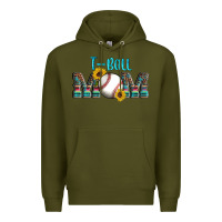 Army Green sport t ball mom Premium Hoodie - Artiststas