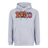 Heather Grey xoxo valentine's day highland cow Heavyweight Hoodie - Jasminsmagicworld