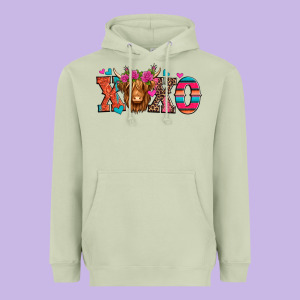 Xoxo Valentine's Day Highland Cow Heavyweight Hoodie Designed By Jasminsmagicworld