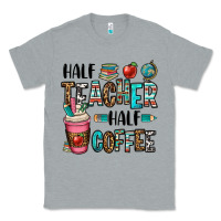 Heather Grey half teacher half coffee Classic Tee - OliviaCreatesArt
