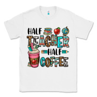White half teacher half coffee Classic Tee - OliviaCreatesArt