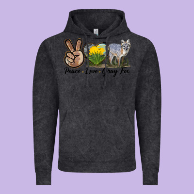 Peace Love Gray Fox Vintage Hoodie Designed By Lillyallendesigns
