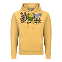 Vintage Mustard Peace Love Gray Fox Vintage Hoodie - LillyAllenDesigns
