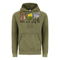 Vintage Olive Peace Love Gray Fox Vintage Hoodie - LillyAllenDesigns