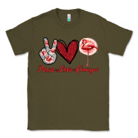 Army Green Peace Love Flamingo Classic Tee - Jasminsmagicworld