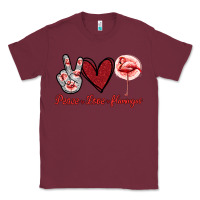 Burgundy Peace Love Flamingo Classic Tee - Jasminsmagicworld