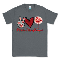Charcoal Heather Peace Love Flamingo Classic Tee - Jasminsmagicworld
