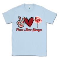 Dusty Blue Peace Love Flamingo Classic Tee - Jasminsmagicworld