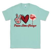 Seafoam Peace Love Flamingo Classic Tee - Jasminsmagicworld