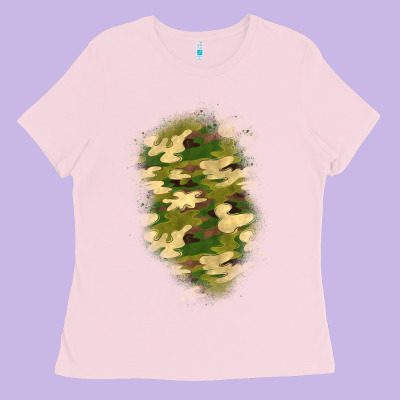 Camouflage Patch 1 Ladies Tee Designed By Bundleandbundleshop