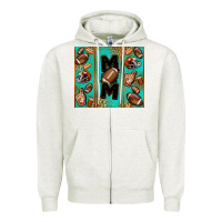 Oatmeal Heather American football mom Zipper Hoodie - Jasminsmagicworld