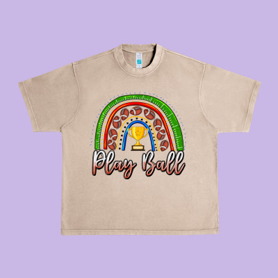 Play Ball Football Rainbow Urban Heavy Tee Designed By Cowhidedigitalart