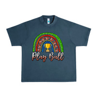 Midnight Navy Play Ball Football Rainbow Urban Heavy Tee - CowhideDigitalArt