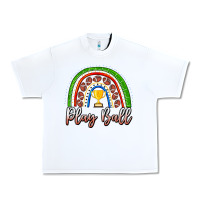 White Play Ball Football Rainbow Urban Heavy Tee - CowhideDigitalArt