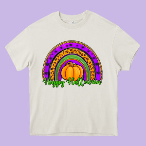 Happy Halloween Rainbow Heavy Core Tee Designed By Jasminsmagicworld