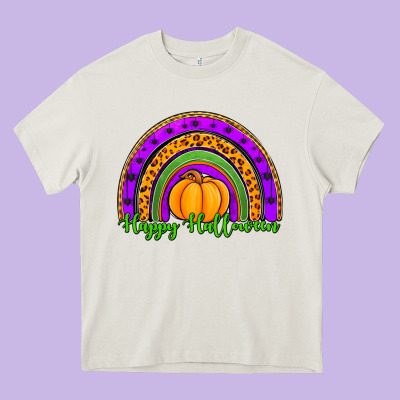 Happy Halloween Rainbow Heavy Core Tee Designed By Jasminsmagicworld